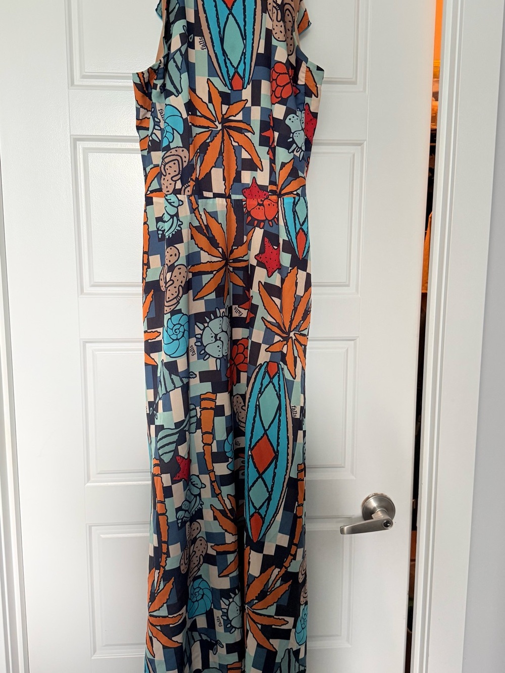 Bold Tropical Print Maxi Dress in Teal & Orange